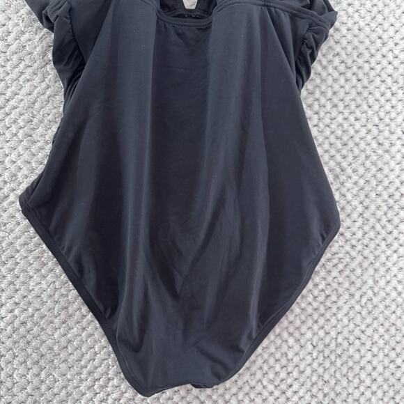 Michael Kors Swimsuit Womens S/M Black Once Piece Plunge V-Neck Cross Back Sexy - Picture 9 of 12